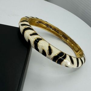 Kenneth Jay Lane Enamel Hinge Zebra Print Bacelet